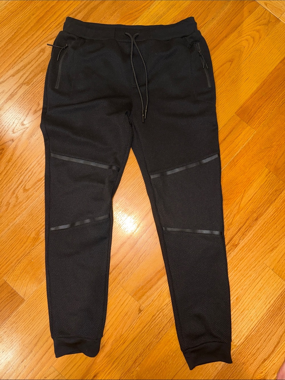 ZYIA Men's Black Textured Joggers with Zip Pockets